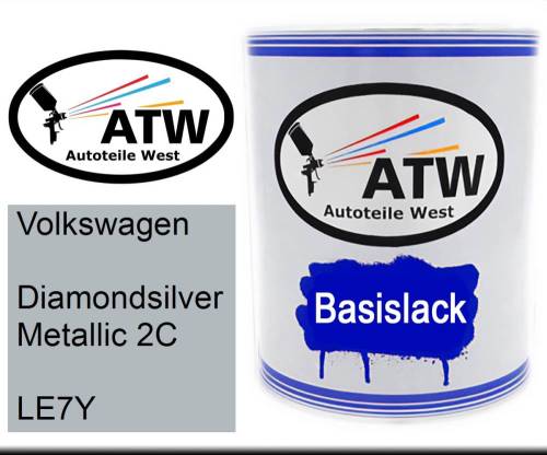 Volkswagen, Diamondsilver Metallic 2C, LE7Y: 1L Lackdose, von ATW Autoteile West.